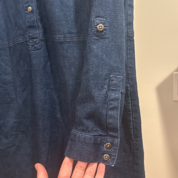 MAKE AN OFFER 🌀 J. Jill Denim Dress Long Roll Tab Sleeve Pockets 1/2 Button Up - Picture 4 of 5